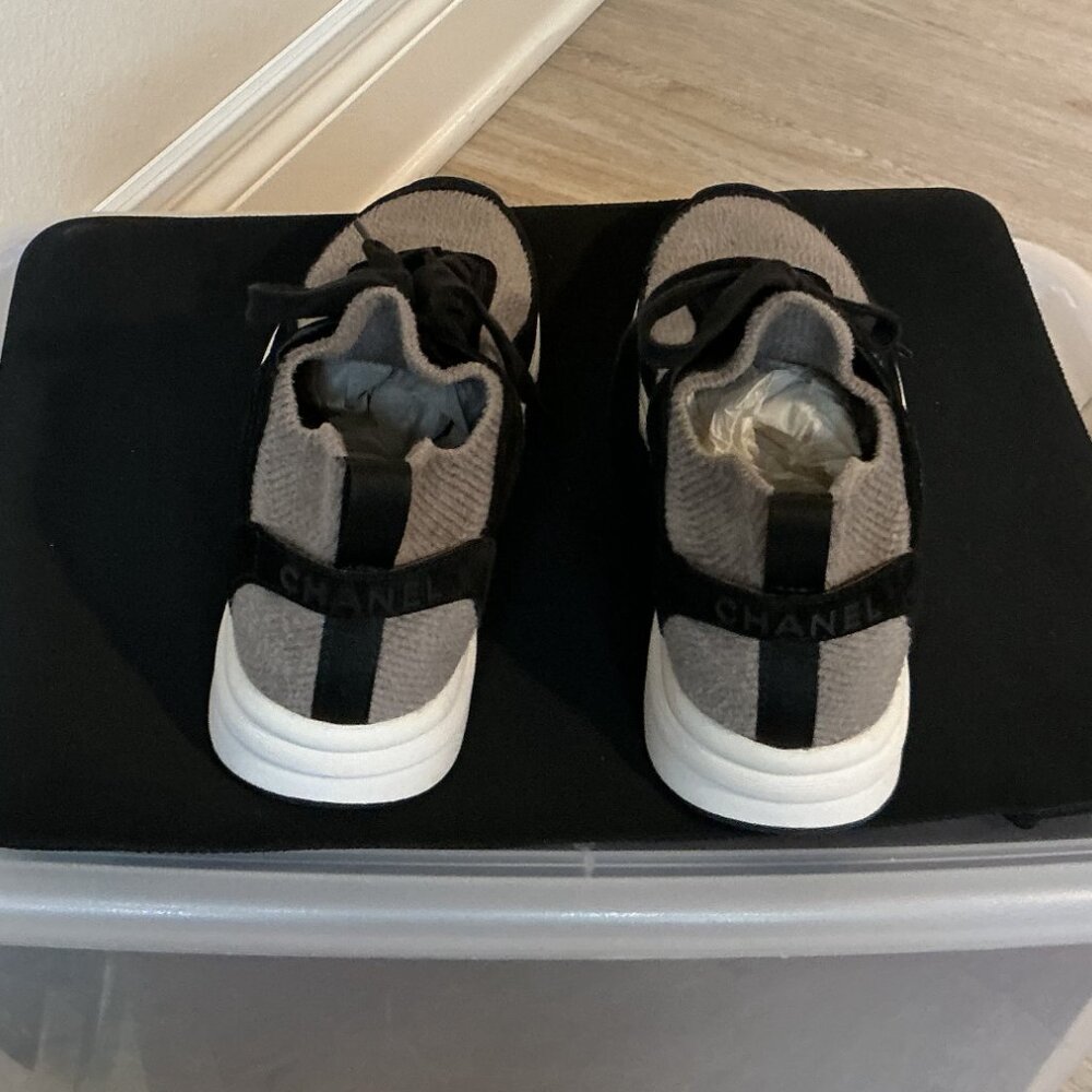 Chanel Grey Knit Fabric sneakers size 37 - Picture 3 of 5